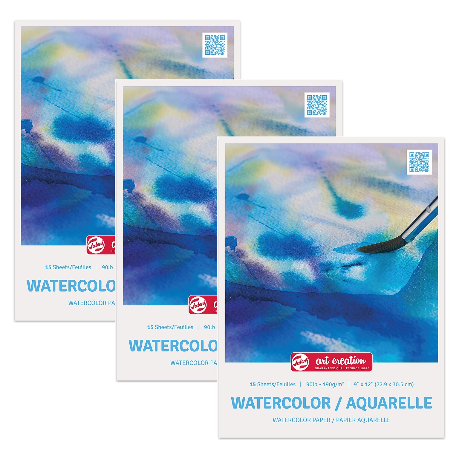 Talens Art Creation 9 x 12 Watercolor Sketch Pad, 15 Sheets/Pad, 3/Bundle (TLN9317801M-3)