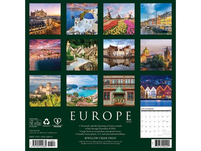 2025 Willow Creek Europe 12" x 12" Monthly Wall Calendar (42830)
