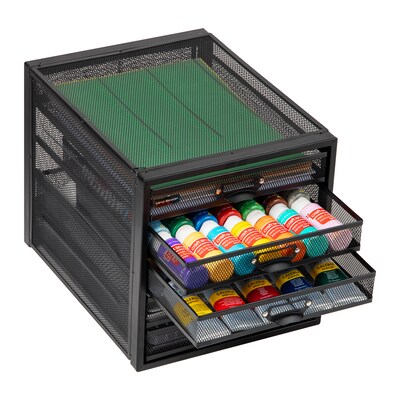 Mind Reader 5-Compartment Metal Mesh File Storage Drawers, Black (5CABMESH-BLK)