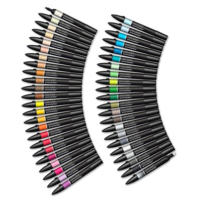 Winsor & Newton Promarker Dual-Tip Alcohol Based Marker, Essential Collection, 48/Pack (WNX0290067)
