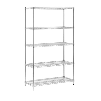 Honey-Can-Do 5-Tier Heavy-Duty Adjustable Shelving Unit with 800-lb Shelf Capacity, 18"W, Chrome (SHF-01441)