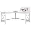 Bush Furniture Key West 60W L-Shaped Desk with Desktop Organizers, Pure White Oak (KWS015WT)