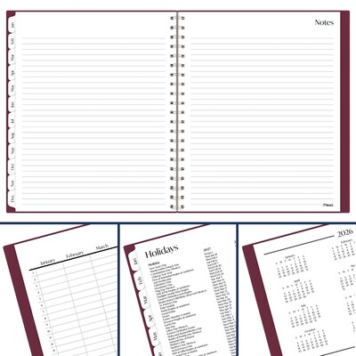 2027 Mead Essentials 9" x 11" Calendar Year Weekly & Monthly Planner, Plastic Cover, Burgundy (CRW630L5027)