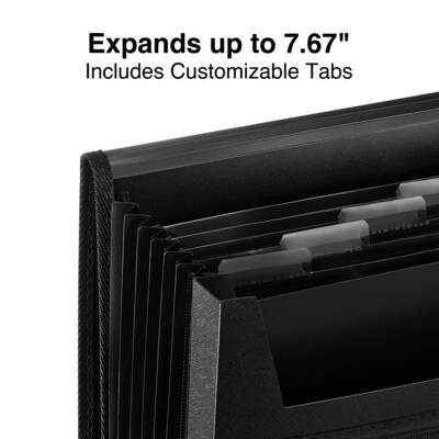 TRU RED Plastic Accordion File, 7-Pocket, Letter Size, Black (TR51820)