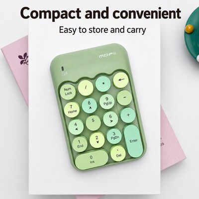 SaharaCase Retro Numeric Keypad Wireless Ergonomic Number Pad, Sage Green (KB47)