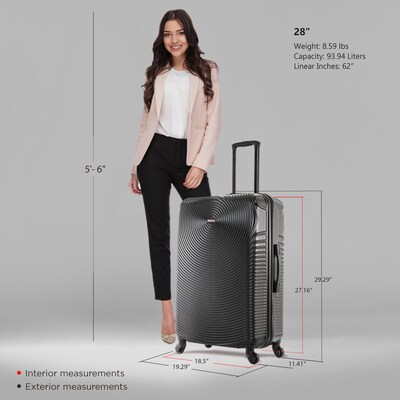 DUKAP Inception 29.29" Hardside Suitcase, 4-Wheeled Spinner, TSA Checkpoint Friendly, Black (DKINC00L-BLK)