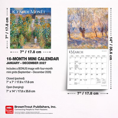 2027 BrownTrout Claude Monet 7" x 7" Monthly Wall Calendar (9798330709540)