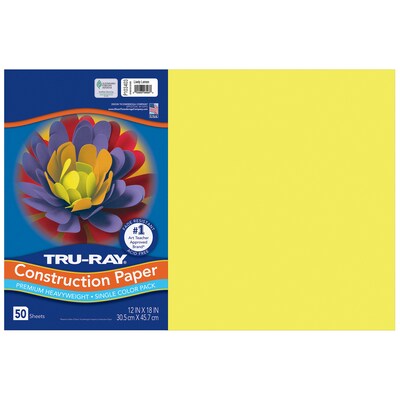 Tru-Ray 12 x 18 Construction Paper, Lively Lemon, 50 Sheets/Pack, 3 Packs/Bundle (PAC103403-3)