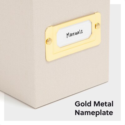 Smead 40% Recycled Fabric/Canvas File Box Attached Flip Top, 13" x 10", Beige (70232)