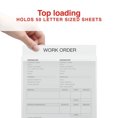 Staples Heavyweight Sealed Job Ticket Holder, 9" x 12", Clear, 50/Pack (ST63085)