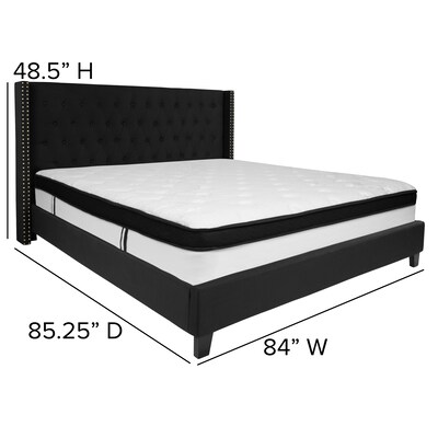 Flash Furniture Riverdale Tufted Upholstered Platform Bed in Black Fabric with Memory Foam Mattress, King (HGBMF40)