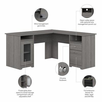 Bush Furniture Cabot 60"W Wood L-Shaped Computer Desk, Modern Gray (WC31330K)