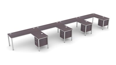Boss Simple System 66W L-Shaped Desk, Driftwood, 4/Set (SGSD012-202)
