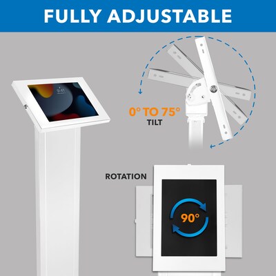 Mount-It! Pro Series Adjustable Anti-Theft iPad Tablet Kiosk Floor Stand for iPad, iPad Air, iPad Pro, White (MI-3880W_G10)