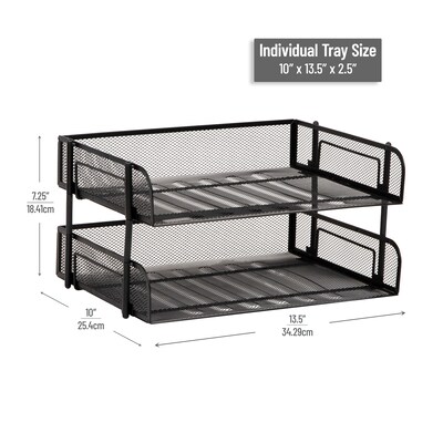 Mind Reader Metal Side Loading Stackable Letter Tray, Letter Size, Black (ESTACK2-BLK)