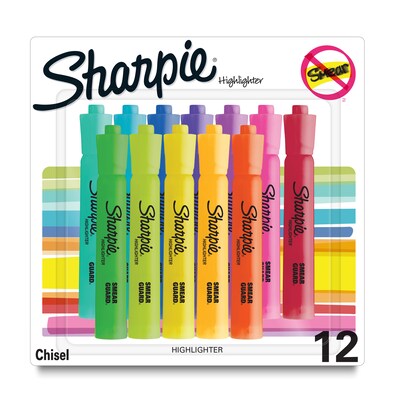 Sharpie Tank Highlighter, Chisel Tip, Assorted, Dozen (25145)