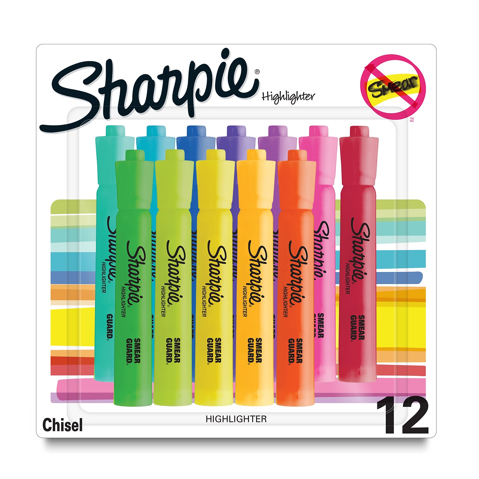 Sharpie Tank Highlighter, Chisel Tip, Assorted, Dozen (25145)