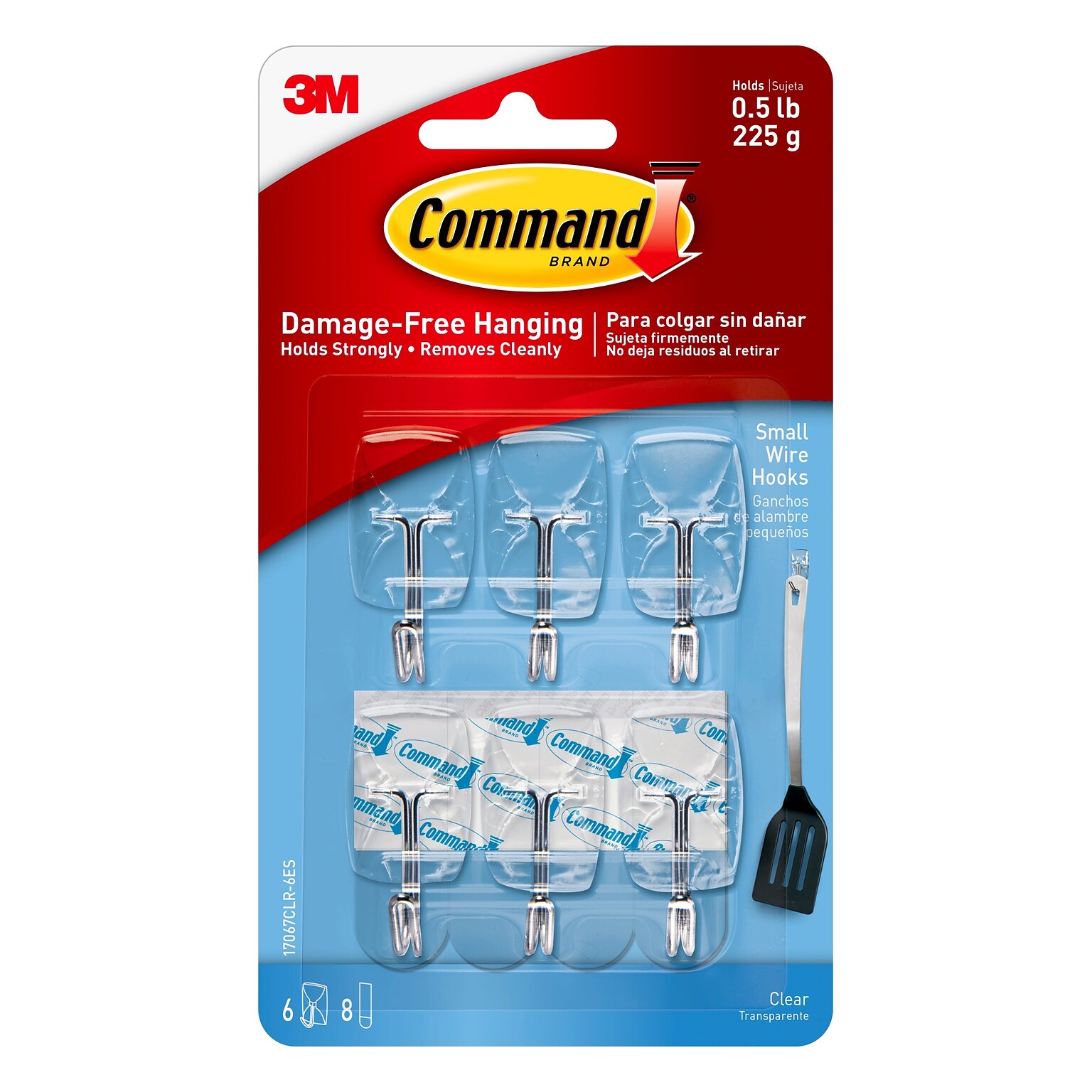 Command Small Hooks, 0.5 lb, Clear, 6/Pack (17067CLR-6ES)