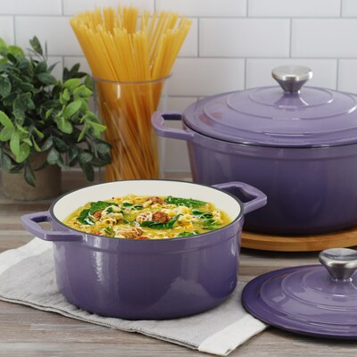 Elama Cast Iron 2.7 Qt Dutch Oven, Purple (935124510M)