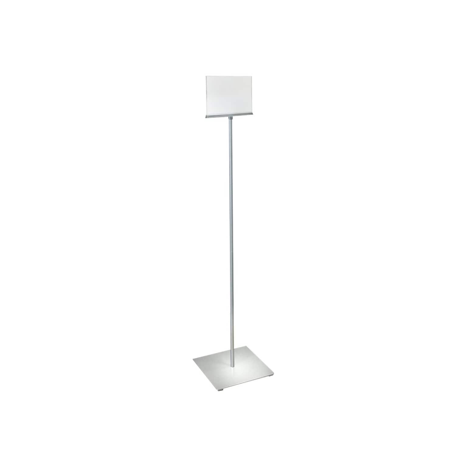 Azar Sign Holder, 8.5 x 5.5, Horizontal, Freestanding, Clear/Silver Acrylic (300861)