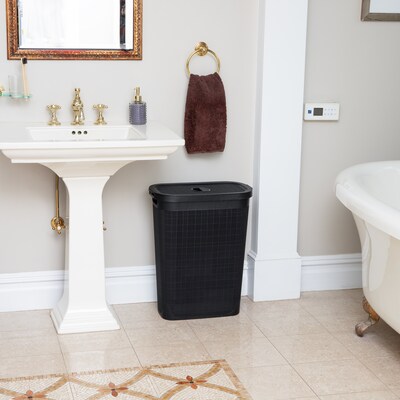 Mind Reader 10.57-Gallon Hamper with Lid, Plastic, Black (40FABHAMP-BLK)