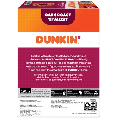 Dunkin' Candy'd Almond Coffee Keurig K-Cup Pods, Dark Roast, 22/Carton (5000375651)