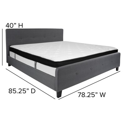 Flash Furniture Tribeca Tufted Upholstered Platform Bed in Dark Gray Fabric with Memory Foam Mattress, King (HGBMF32)