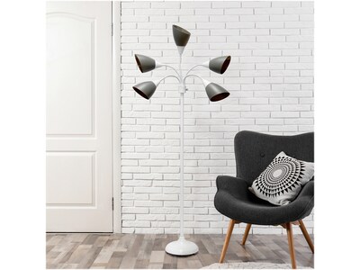 Simple Designs 67" White Metal Floor Lamp with 5 Adjustable Cone Shades (LF2006-GOW)