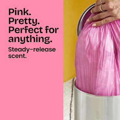 Glad OdorShield 4 Gallon Scented Trash Bag, Low Density, Cherry Blossom Scent, Pink, 34 Bags/Box (79274)