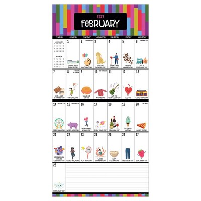 2027 TF Publishing Every Day's A Holiday 7" x 7" Monthly Wall Calendar, Multicolored (27-2103)