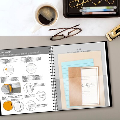 2027 AT-A-GLANCE 8.5" x 11" Calendar Year Daily Planner, Plastic Cover, Black/Orange (70-6209-05-27)
