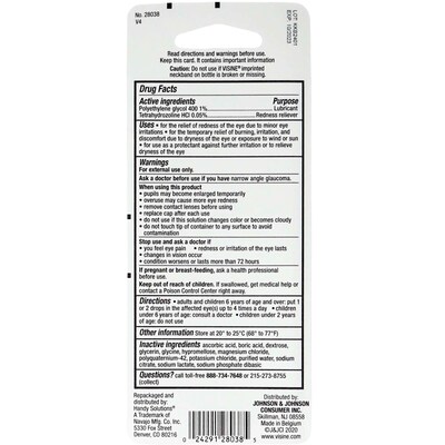 Visine® Advanced Redness + Irritation Relief Eye Drops, 0.28 fl oz Bottle, 6 Bottles/Traypack, 18 Traypacks/Carton