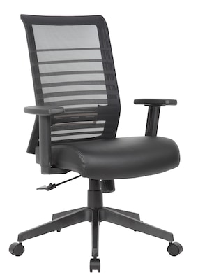 Boss Office Products Ergonomic Mesh/Vinyl Swivel Task Chair, Black (B6566AM-BK)