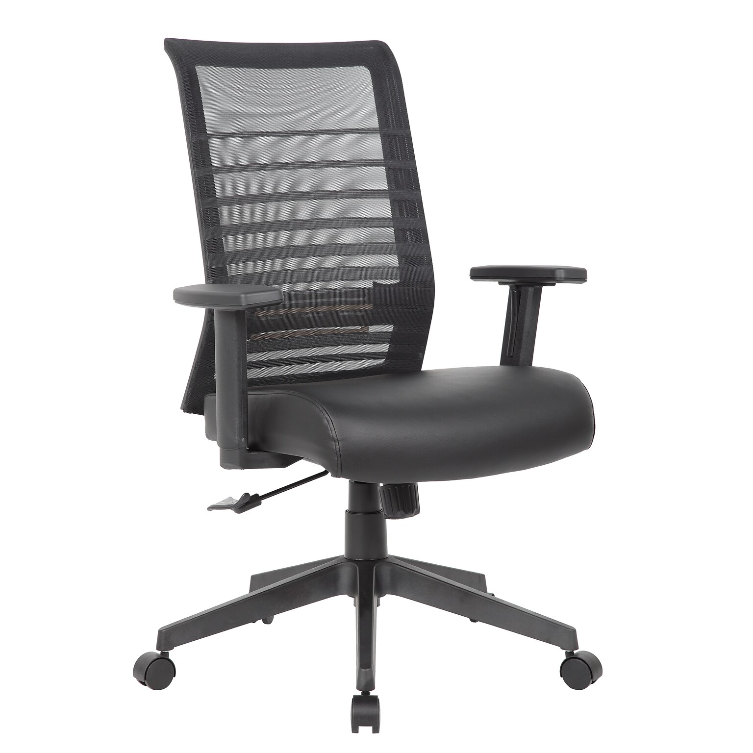 Boss Office Products Ergonomic Mesh/Vinyl Swivel Task Chair, Black (B6566AM-BK)