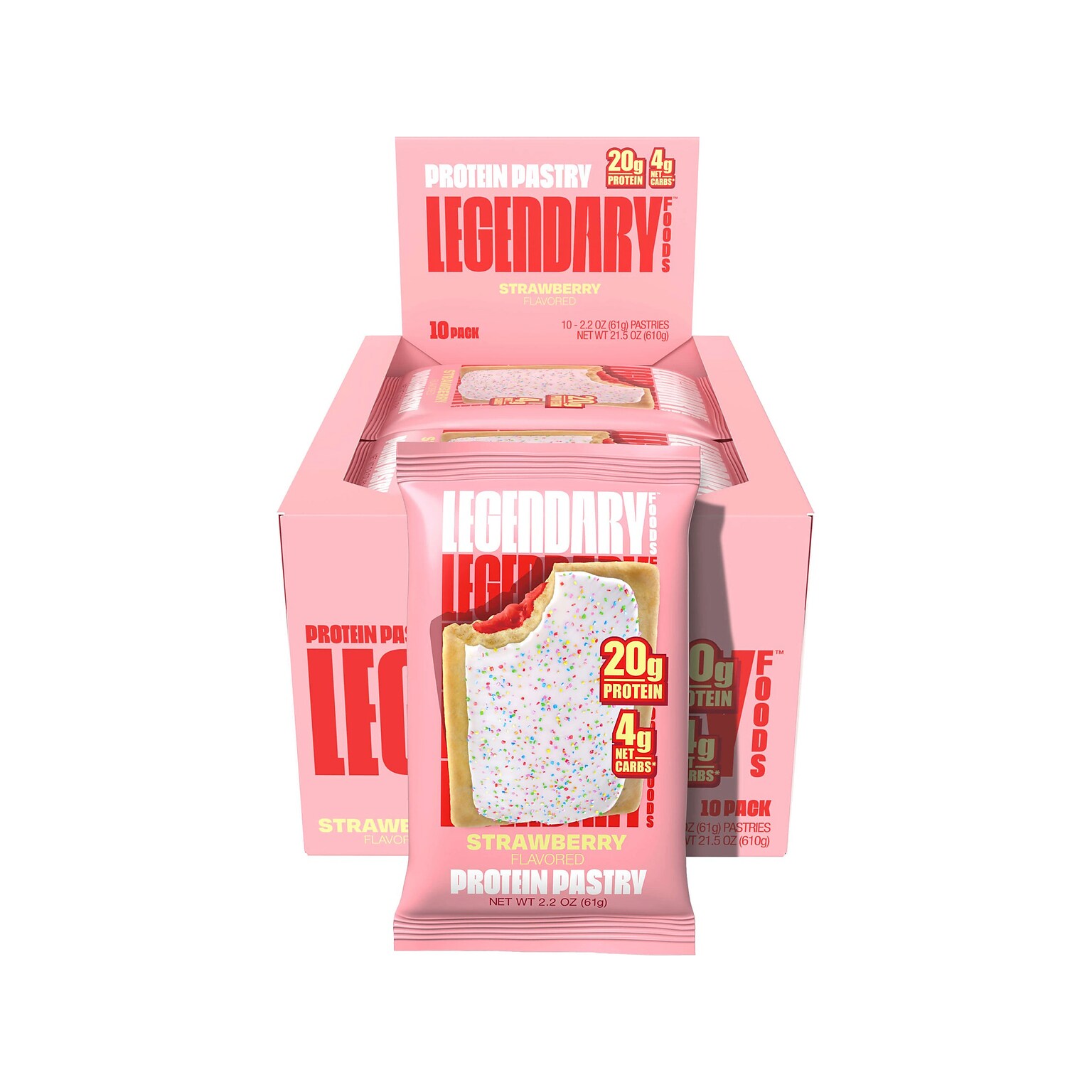 Legendary Foods Strawberry Protein Pastry, 2.2 oz., 10/Box (10090)