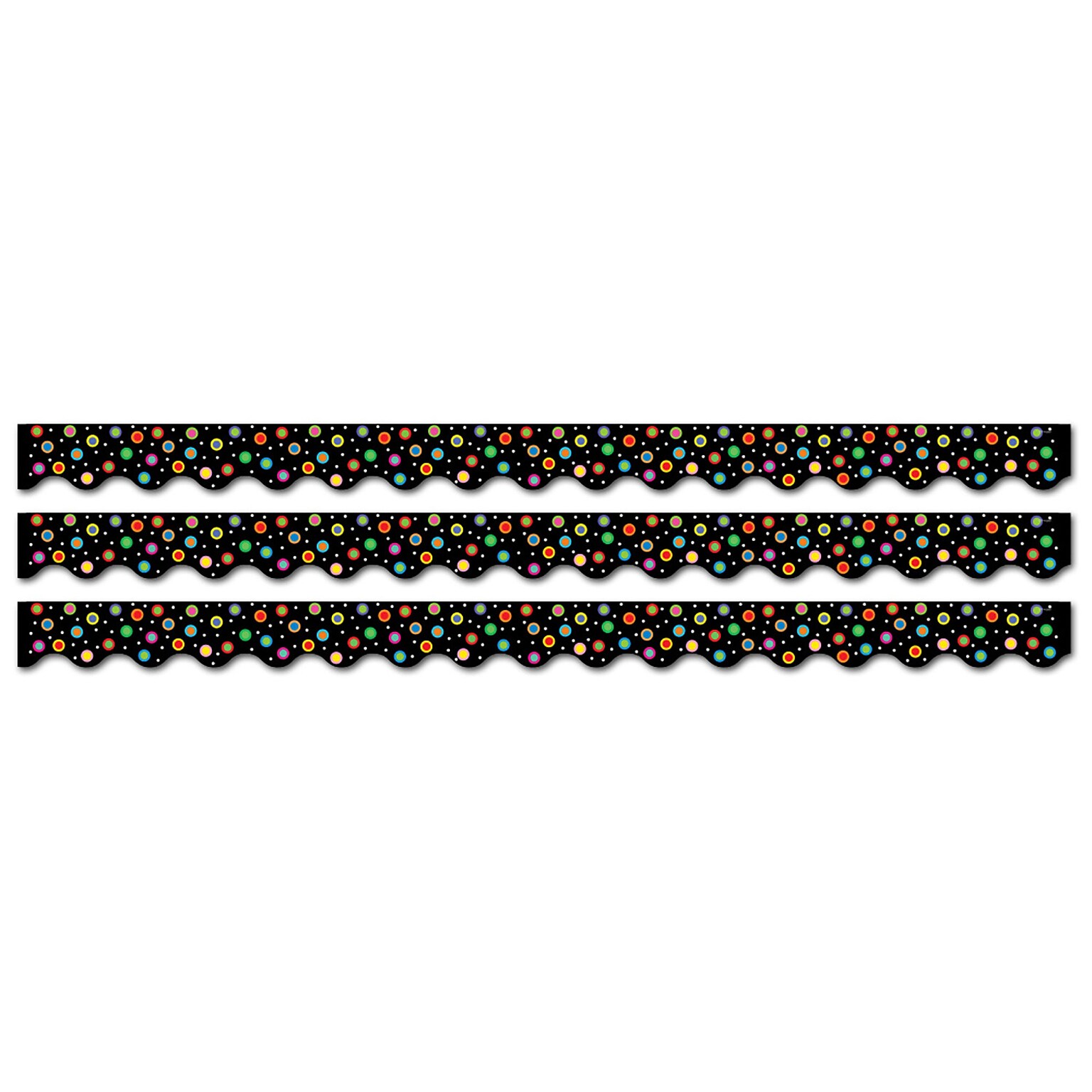Creative Teaching Press Dots on Black Wavy EZ Border, 48 Feet/Pack, 3 Packs (CTP10471-3)