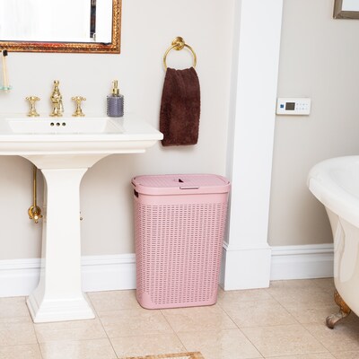 Mind Reader 10.57-Gallon Laundry Hamper with Lid, Plastic, Pink (40HAMP-PNK)