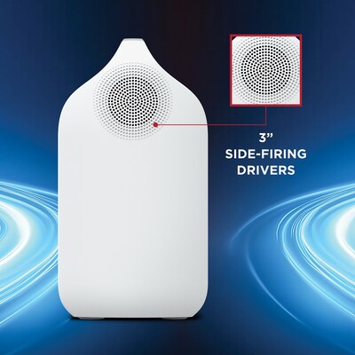 ION Stereo Glow Tone Wireless Bluetooth Portable Speaker with 8-In. Woofer & Lights, Water Resistant, White (GLOWTONEXUS)
