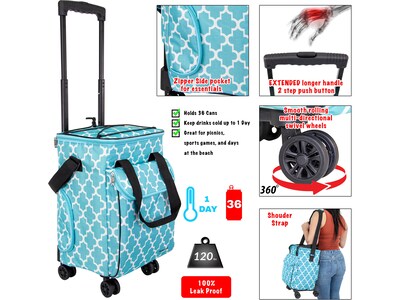 Smart Cart Moroccan Tile Ultracompact Cooler, Blue/White (01-872)