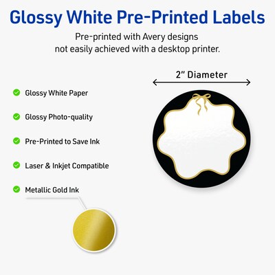 Avery Round Laser/Inkjet Multipurpose Labels, 2, White, 120/Pack (19479370861)