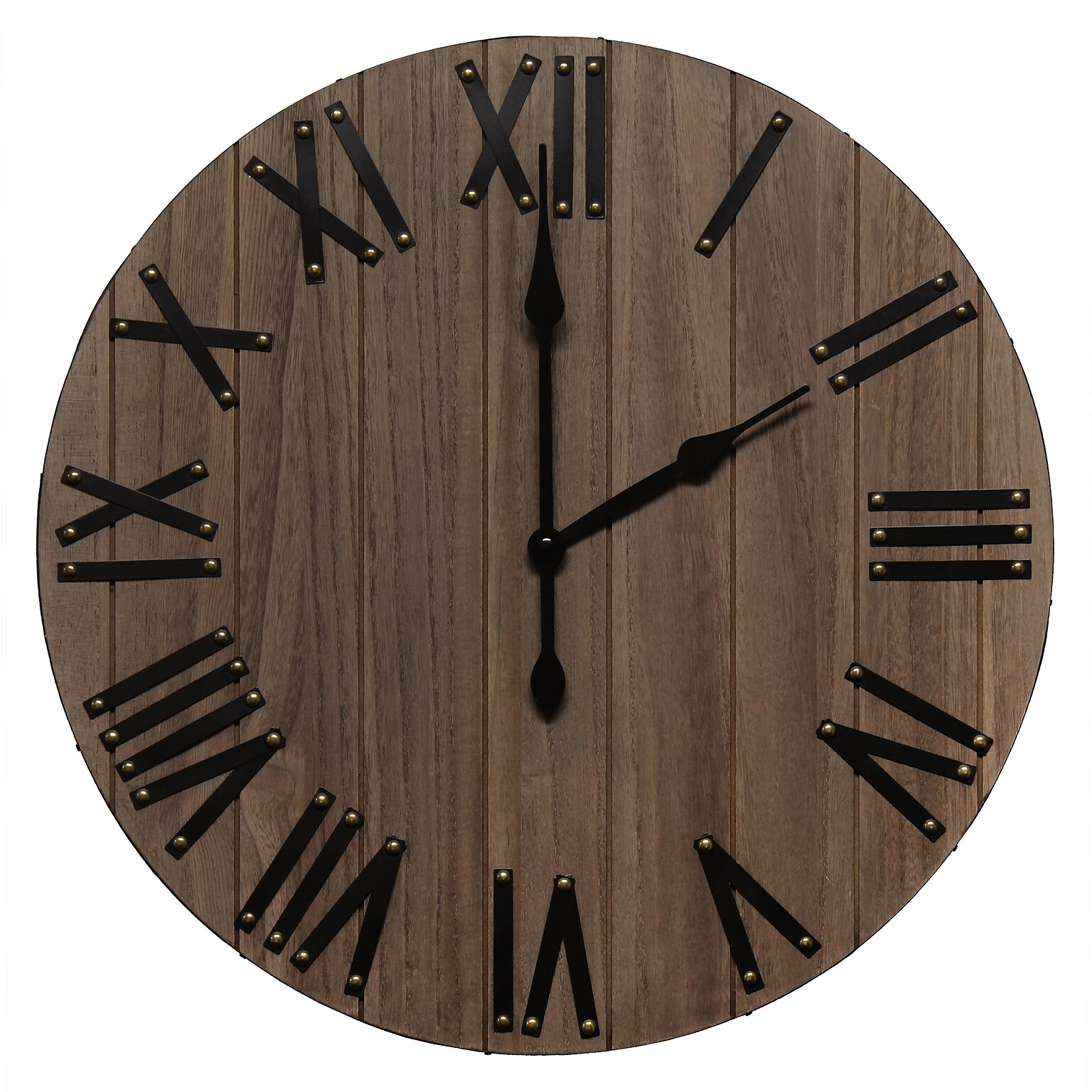 Elegant Designs Handsome 21 Rustic Farmhouse Wood Wall Clock, Restored Wood (HG2004-RWD)