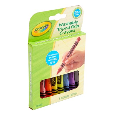 Crayola Washable Tripod Grip Triangular Crayons, Assorted Colors, 8/Pack, 8 Packs/Bundle (BIN811460-8)