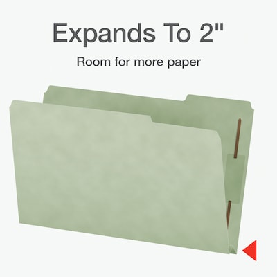 Pendaflex Pressboard Classification Folder, 2" Expansion, Legal Size, Gray Green, 25/Box (1006938)