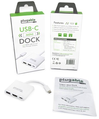 Plugable USB Type-C Mini Dock with HDMI,  USB 3.0 and Pass-Through Charging