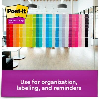Post-it Super Sticky Notes, 3" x 3", White, 90 Sheets/Pad, 5 Pads/Pack (654-5SSW)