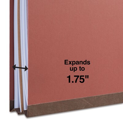 Staples® 30% Recycled Pressboard Classification Folder, 1-Dividers, 1 3/4" Expansion, Legal Size, Red, 10/Box (ST18337/TR18337)