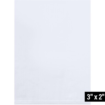 2" x 3" Layflat Poly Bag, 2 Mil, Clear, 1000/Carton (000340)