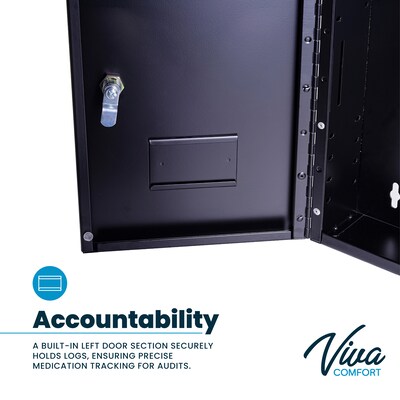 Viva Comfort Medium Double Door Medicine Locking Secure Storage Medical Cabinet, 0.3 cu. ft., Black (ADIME999-02-BLK-MK)