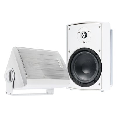 Gemini GHSI Series GHSI-W650BT-PR 300W Bluetooth Outdoor Speaker Set with Mounting Brackets and Remote, Pair, White