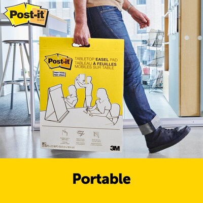 Post-it Super Sticky Tabletop Easel Pad, 20" x 23", Primary Lined, 20 Sheets/Pad (563PRL)